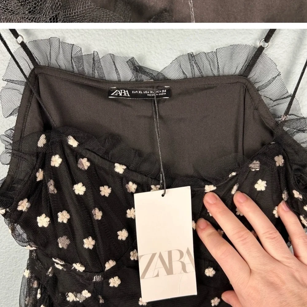 Zara Black Dress with White Floral Accents - Picture 6 of 9